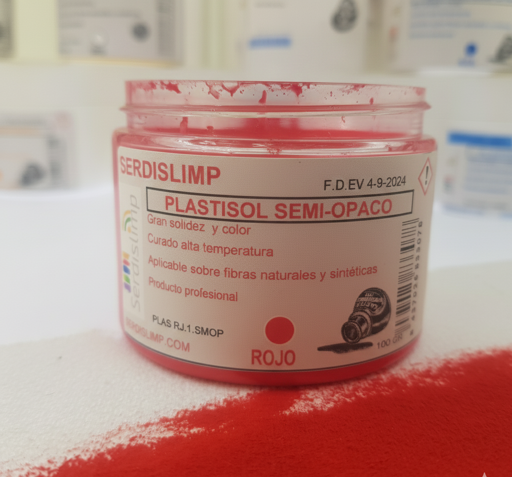 Tinta plastisol rojo semi-opaco