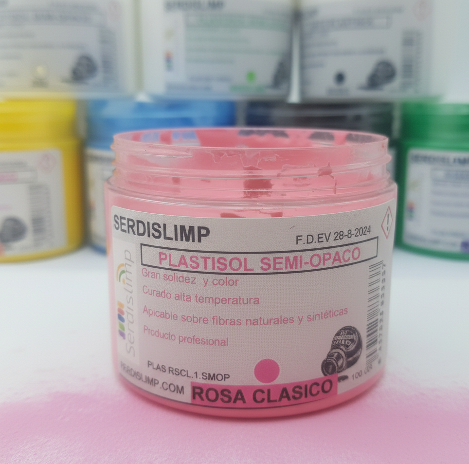 Tinta plastisol rosa clasico semi-opaco