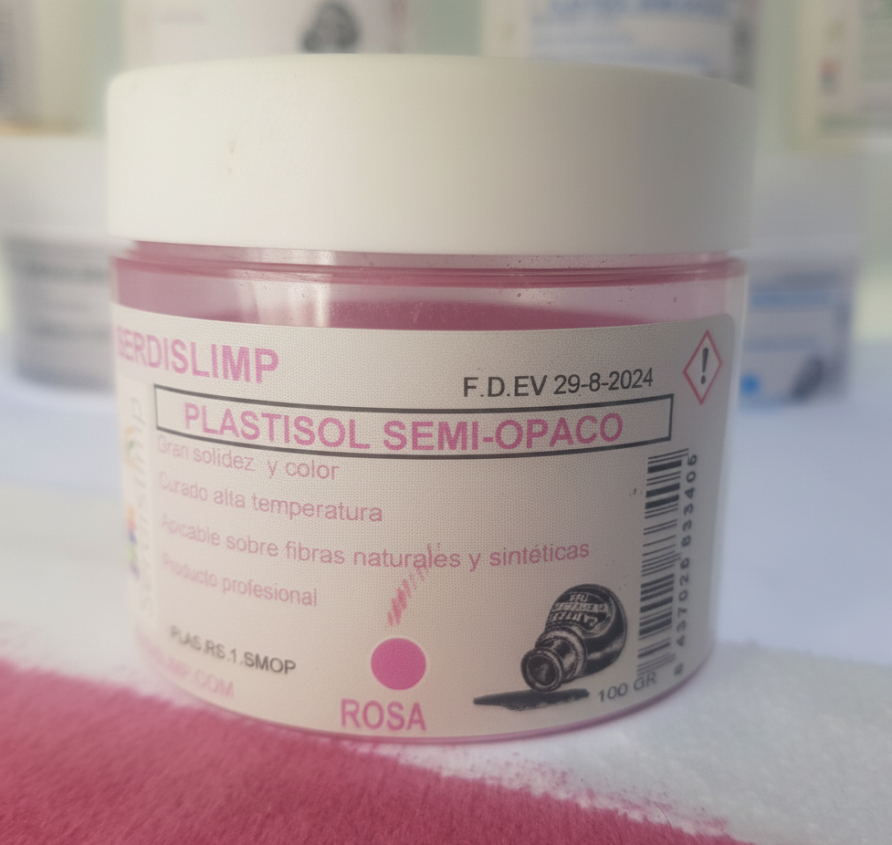 Tinta plastisol rosa semi-opaco