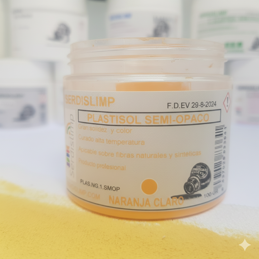 Tinta plastisol naranja claro semi opaco