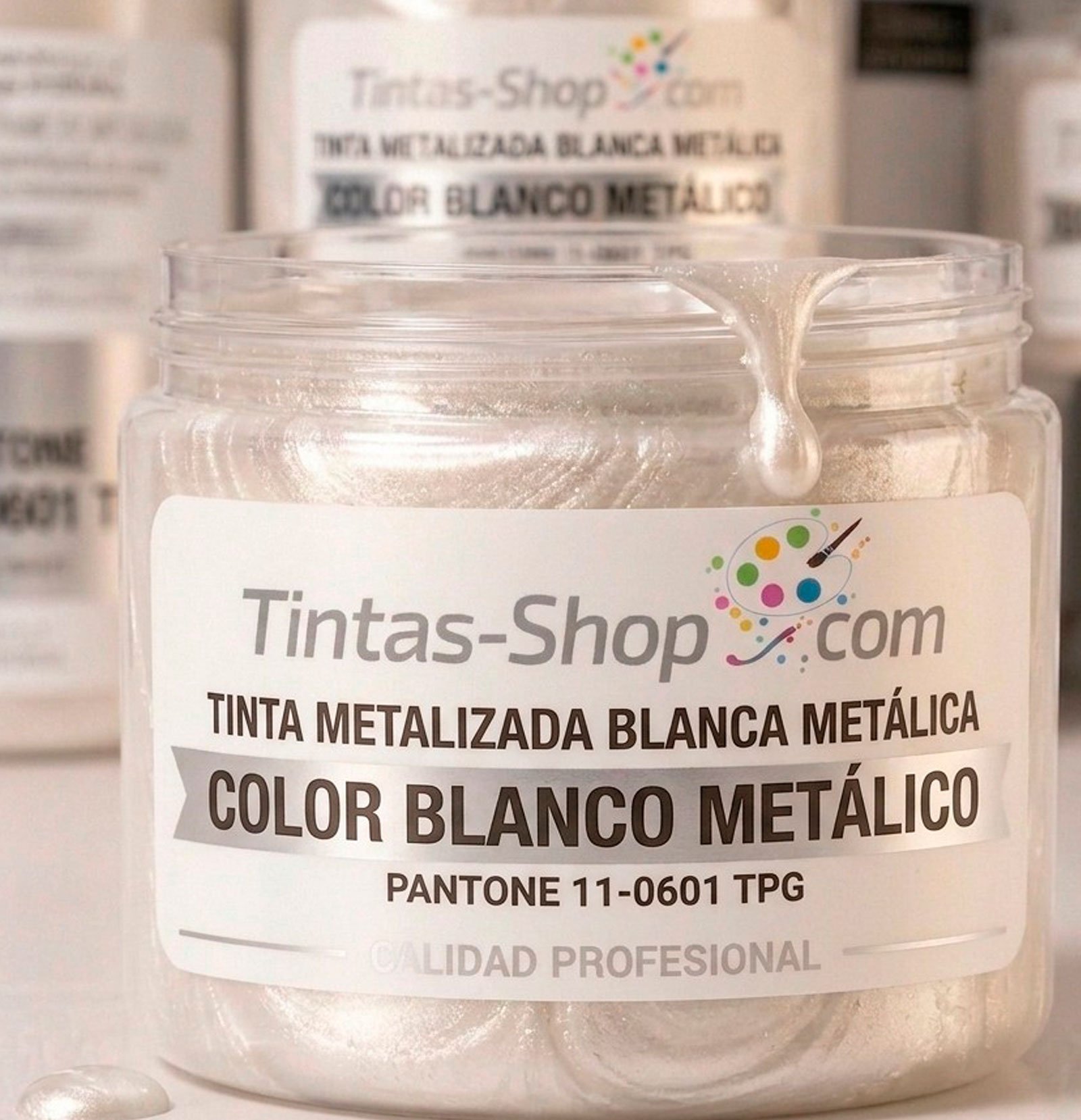 Tinta metalizada blanca
