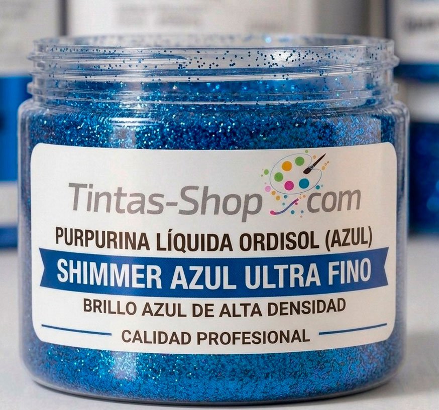 Tinta purpurina azul