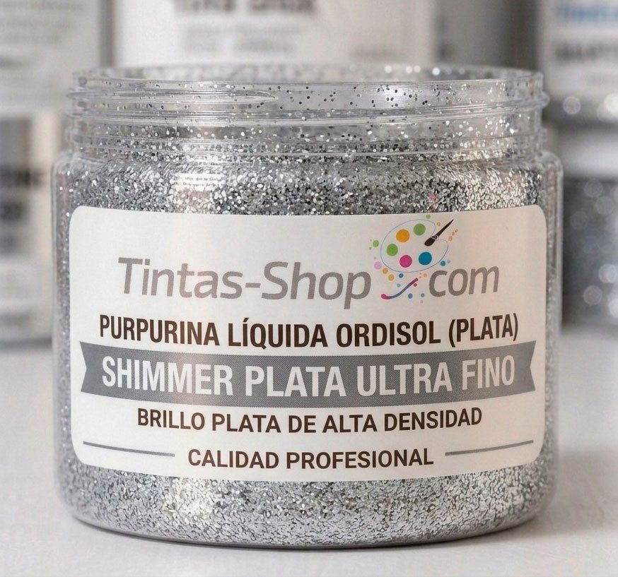 Tinta purpurina plata