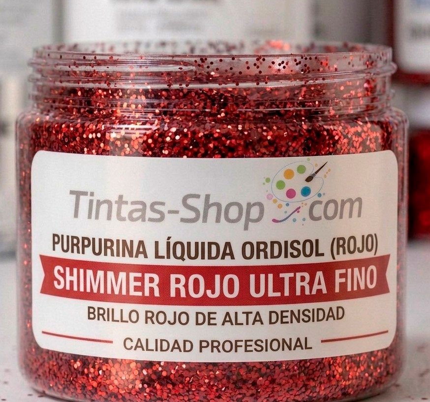 Tinta purpurina rojo