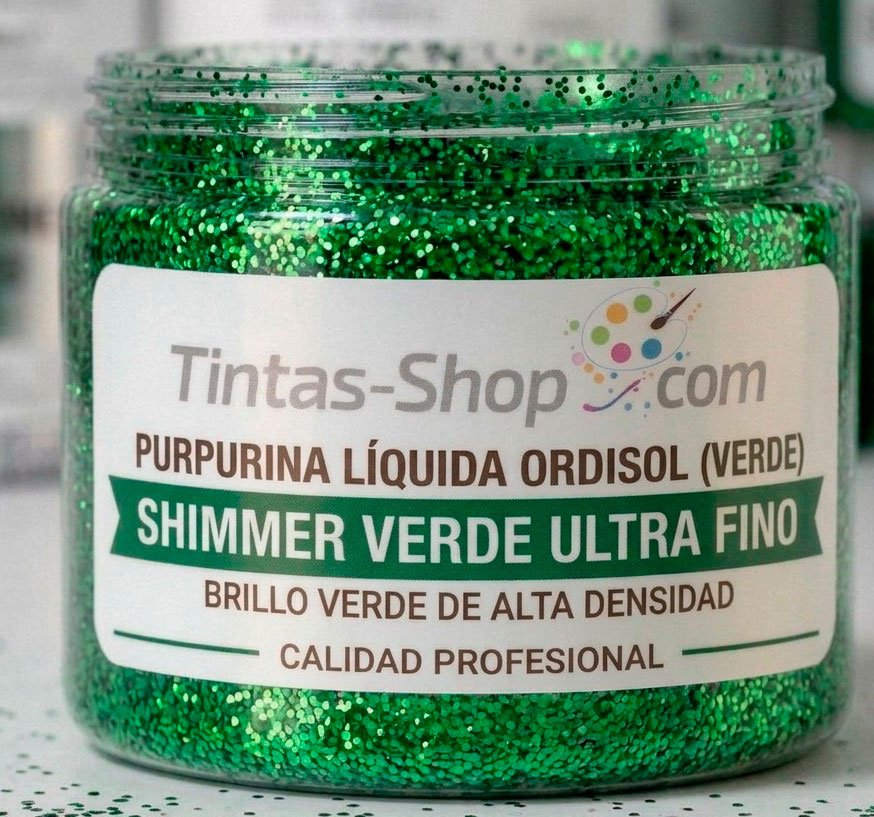 Tinta purpurina verde