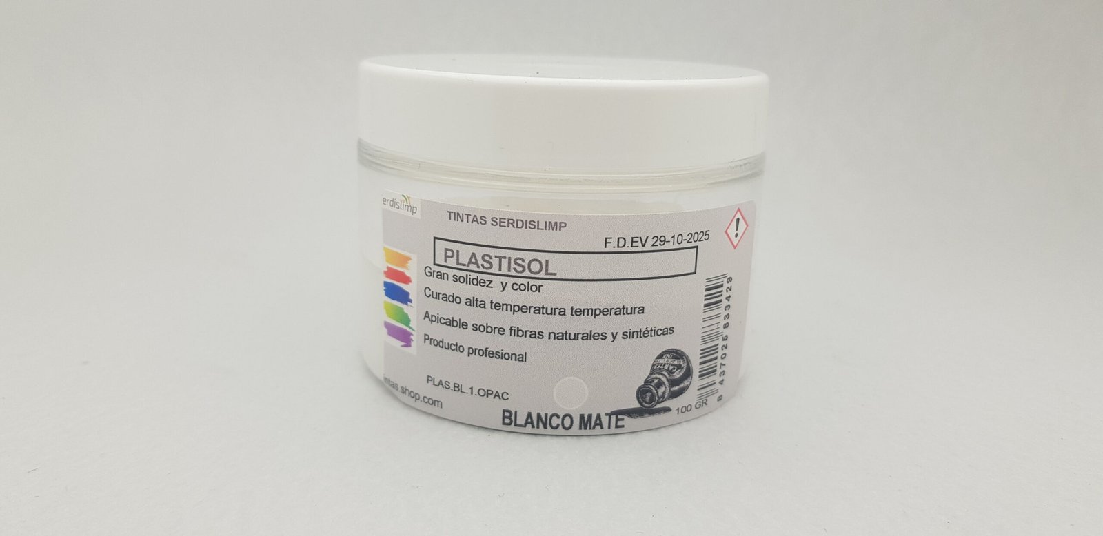 Tinta plastisol blanco semi-opaco